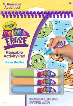 Crayola Paint and Marker Coloring Book Sea Marker with 3 Colors Coloring Book Activity 811489 Genuine Product - erase! +