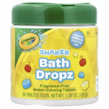 Crayola, Shaker Bath Drops, для детей от 3 лет, без отдушек, 60 таблеток, 3,59 унции (102 г)