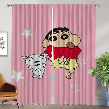 Crayon Elegant Room Curtains 2 Pieces Home Interior Curtains for Camera Window Curtain Halloween Decoration Tulle for Bedroom W50xH70cmx2pcs-CL