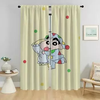 Crayon Partition Kitchen Curtains 2 Pieces Curtains Child Room Halloween Decoration Window Curtain Shades Living Blackout Camera W50xH70cmx2pcs-CL