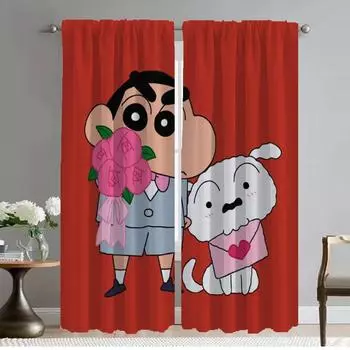 Crayon-Shin-chan Curtains for Living Room Curtain for Room 2 Panel Halloween Decoration Partition Shades Home Interior Curtains W50xH70cmx2pcs-CL