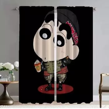 Crayon-Shin-chan Home Interior Curtains for Camera Blackout Curtain for Room 2 Panel Shades Halloween Decoration Partition Child W50xH70cmx2pcs-CL