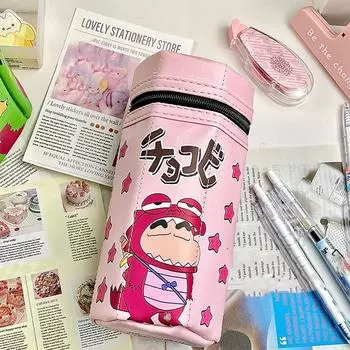 Crayon Shin-Chan шестиугольный вертикальный пенал с застежкой-молнией, креативный мультяшный студенческий большой емкости, сумка для канцелярских принадлежностей зелёный