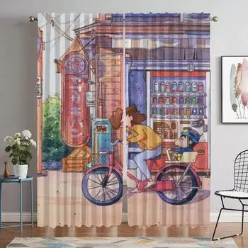 Crayon Shins Chan Blackout Curtain for Room 2 Panel Home Interior Curtains Tulle for Bedroom Partition Halloween Decoration W50xH70cmx2pcs-CL