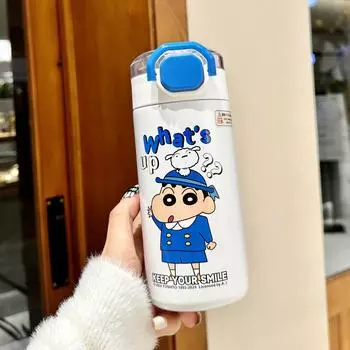 Crayon Small New Изолированный Стакан для воды Новый Высокий Внешний Вид Уровень Для Девочек Студентов Портативный Стакан для воды с соломинкой для детей в школу 560ml