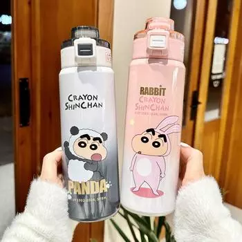 Crayon Small New Shadow Special Double Drink Термос Чашка Новая Летняя Портативная Мультяшная Чашка Для Воды Дети Идут В Школу Прямой Питьевой Стакан 600ml