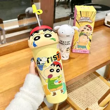 Crayon Small New Water Cup New Thermos Cup Female High Outfitt Level Students Go To School Special Solo Cup Gift To Birthday 600ml