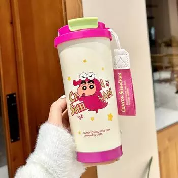 Crayon Small New Water Cup Термос Чашка Женская Новая Высокого Внешний Вид Нержавеющая Сталь Кофейная Чашка Соломенная Чашка Офис 500ml