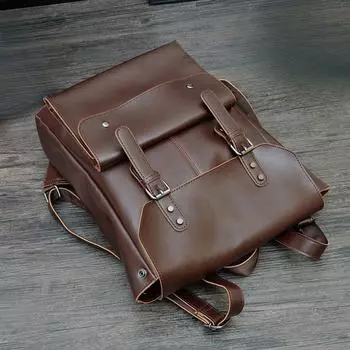 Crazy Horse кожаный корейский повседневный рюкзак мужская сумка женская ретро рюкзак для средней школы учащаяся школьная сумка дорожная сумка 29cm*9cm*37.5cm чёрный