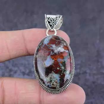 Crazy Lace Agate Gemstone Handmade 925 Sterling Silver Gift Pendant 2.17 v2r33