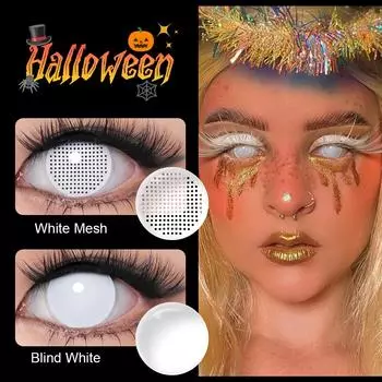 Crazy Lenses Magister Контактные линзы для Хэллоуина Белые контактные линзы для косплея Аксессуары для аниме 14.5mm