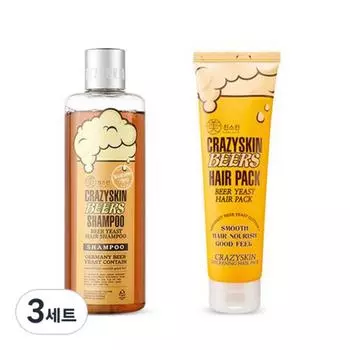 Crazy Skin beer yeast shampoo 300g + hair pack 200g, 3 sets