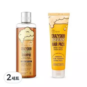 Crazy Skin beer yeast shampoo 300g + hair pack 200g, 2 sets