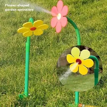 Crazy Spin Sprinkler Flower Shape Dancing Daisy Sprinklers 720 вращающаяся игрушка-распылитель воды для полива газона во дворе украшение сада жёлтый