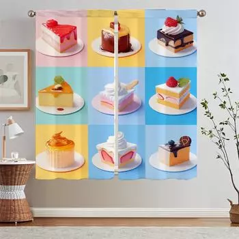 Cream Cake Blackout Kitchen Curtain Tiebacks Luxury Curtains for Living Room on Sale Home Interior Curtains Partition Blind the W50xH70cmx2pcs-CL