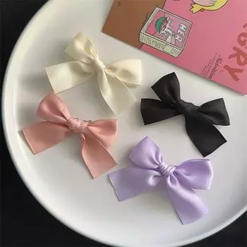 Cream Color Bows Brooch Ins Young Adult Heart Clothes and Bags Shoes Hat Pin Accessories All-Match Accessories 4 Bows brooches (1 black rice purple powder each)
