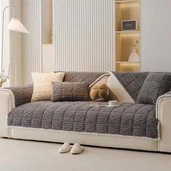 Cream Fengshu cotton velvet sofa cushion autumn and winter plush straight row advanced sense non-slip new cover cloth velvet seat cushion 70*70cm