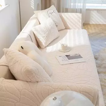 Кремовый плюшевый диван Подушка для дивана Ткань для диванной подушки Skin Feeling Velvet Чехол для дивана Полотенце Ткань для подушки 70*70cm