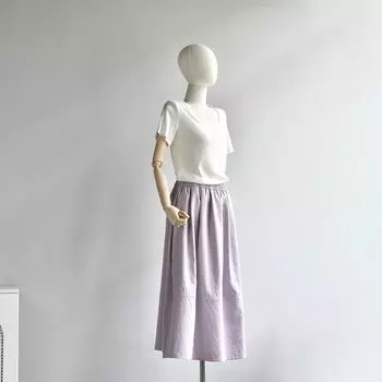 **Cream Puff A-Line Midi Skirt: High Waist Summer Skirt for Women**