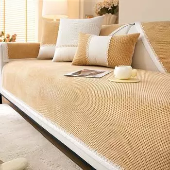 Cream sofa cushions Chenille All-Season Non-Slip Sofa Cushion Cover Mat Solid Color Sofas Cover For Living Room Couch Cushion 70x70cm 1pcs
