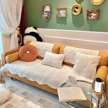 Подушка для дивана в кремовом стиле Ins, простая подушка, осенне-зимний плюшевый чехол, тканевый чехол для дивана, ретро-полотенце для дивана, утолщенное 70*70cm