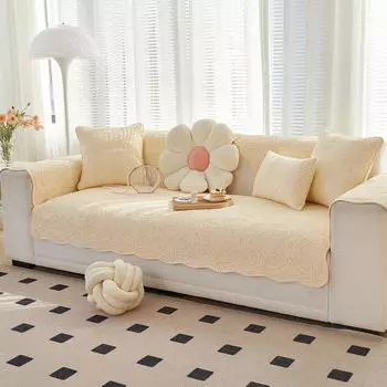 Cream Style Light Luxury Cotton Sofa Cushion for All Seasons Classical American Embroidery Pure Cotton Non-slip Cushion Cover Cover 70*70cm