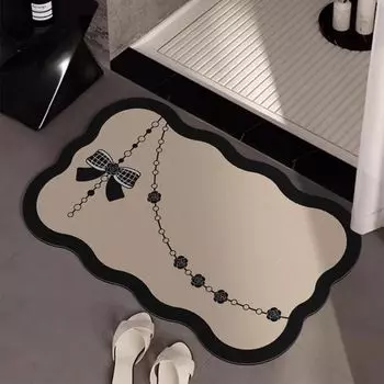 Cream wind bathroom absorbent floor mat soft diatom mud toilet door non-slip foot mat household toilet quick-drying carpet 40X60cm 15.7X23.6in