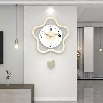 Cream wind clock high-end wall-mounted home personalized creative wall clock wall-mounted background decorative painting living room clock