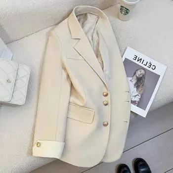 Creamy-white K-style Minority Fashion Graceful Suit Jacket Rice White XL(Suggested 62.50 kg-75.00 kg)