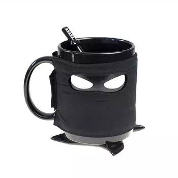 Creatieve Mok Zwart Masker Керамичная чашка Met Lepel Zwaard Koffie Melk Thee Mokken Melk Koffie Thee Cup Mokken Прямая доставка чёрный
