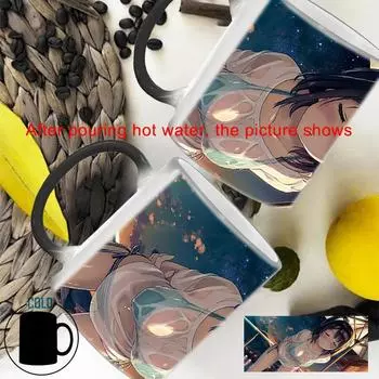Кружка Creativas Kawaii, меняющая цвет BSKT-011, обесцвечивающие чашки, оригинальные кружки, термочувствительная чашка, керамические кофейные чашки оптом 350ml