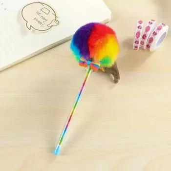Creative 0.5mm Lollipop Gel Pen Sweet Black Ink Colored Bowknot Round Hair Ball Pens Office School Stationary Writing Supplies 1