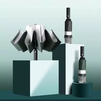 Creative 10 bone vinyl reverse umbrella hemming reflective umbrella can be printed umbrella