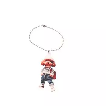 Creative 2D Acrylic Puppy Man Backpack Rearview Mirrors Pendant Car Hanging Ornaments Car Decor Accessories Women Men Gifts