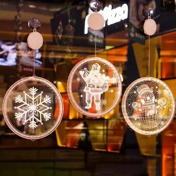 Creative 3D Suction Cup Hanging Lamp Room Decoration Modeling Bedroom Layout Window Christmas Day Small Lantern