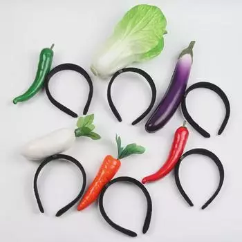 Creative 3D Vegetable Headbands: Carrot, Pepper, Eggplant, Green Vegetable Hair Accessories for Women