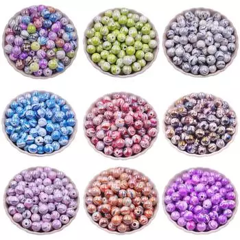Creative 50Pcs Necklace Bracelet 8mm/10mm/12mm/14mm Stripe AB Acrylic Loose Beads Handing Craft DIY Accessories For Jewelry Making 8mm