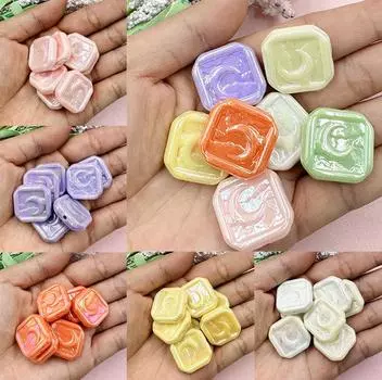 Creative 7Pcs Handmade material Acrylic 23 * 22.5mm Fashion Cloud moon beads DIY Hair Jewelry Accessories DIY Jewelry Making розовый