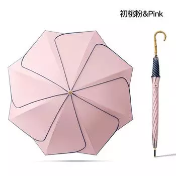 Creative 8-bone straight rod vinyl fabric petal umbrella bamboo handle straight rod umbrella, double size