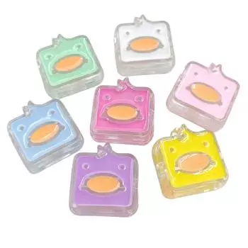 Creative Acrylic Pendants Cute Small Yellow Duck Big Beads Creative Square Jewelry Accessories Fashion DIY Bracelet Necklace Making Loose Beads 5pcs разноцветный