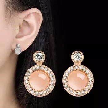 Креативные и немного роскошные серьги-гвоздики с опалом «Удача приходит», темперамент, индивидуальный дизайн меньшинства, чувство женственности