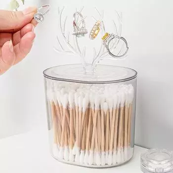 Creative Antler Jewelry Holder Cotton Swabs Container Cosmetic Makeup Cotton Pad Q-tip Organizer Acrylic Storage Box чистый