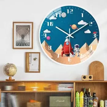 Creative Astronaut Children s wall clock Living Room Home Bedroom Clock Children s Room Cartoon Atmospheric room Display numbers