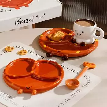 Creative Bread Shaped Ceramic Plates Fashion Restaurant Fruits Dessert Plate Home Tableware Afternoon Tea Exquisite Coffee Cups