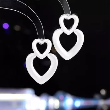 Creative brushed gold double ring love stud earrings women s s925 silver needle retro cold wind geometric design earrings золотой