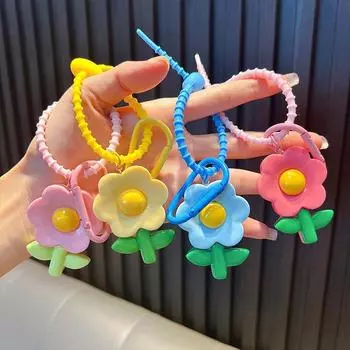 Креативный брелок-подвеска в виде цветка-сердечка конфетного цвета, милый маленький брелок-цветок, сумка, кулон, аксессуары, брелок для автомобиля, небольшой подарок синий