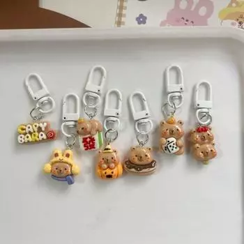 Creative Capibara Bag Hanging Capybara Animal Keyring Funny Donut Kapibara Pendant Couple E