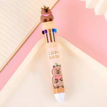 Creative Capybara Pen Ten-Color Cartoon Ten-Color Pen Kawaii Capybara Multicolor Pen Students style 3