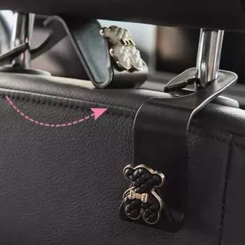 Creative Car Seat Back Hook Camellia Flower Cute Cartoon Bear Auto Hook Multi-functional Storage Supplies Car Decorative Hook