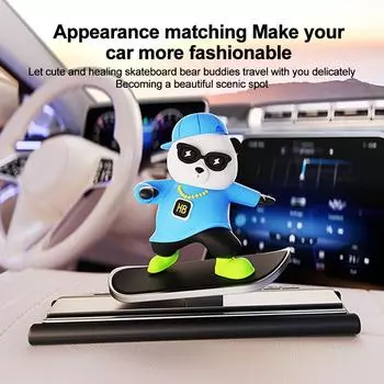 Creative Car Temporary Parking Number Plate Cute Moving Sliding Skateboard Bear Car Hidden Plate Car Interior Decoration чёрный